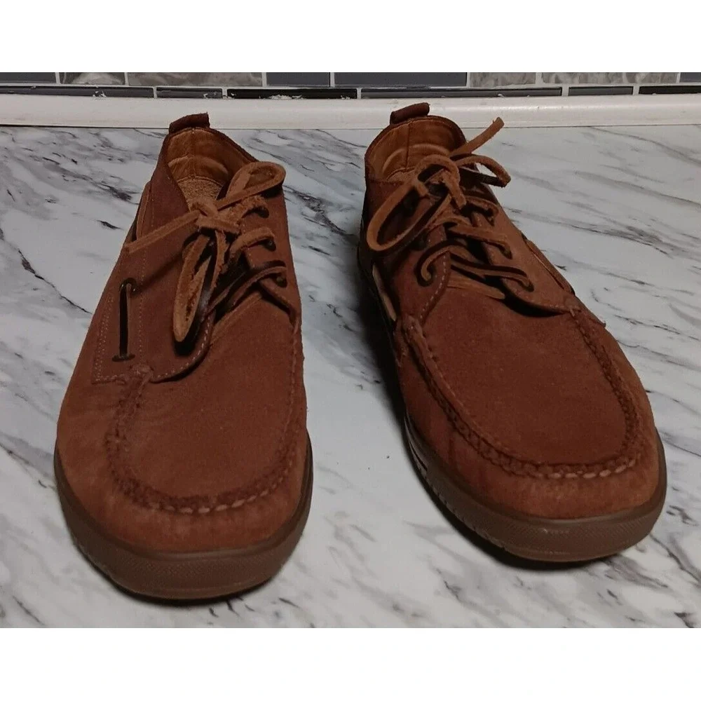 Peter Millar Men's Brown‎ Leather Suede Lace Up Chukka Moc Toe Boots Size 9.5